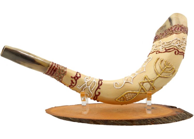 Order Today Shofar Hand-Painted With The Grafted-In Symbol