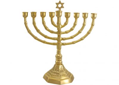 Brass Hanukkah Menorah with Magen David