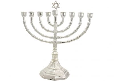 Sillver plated Menorah with a Star of David 