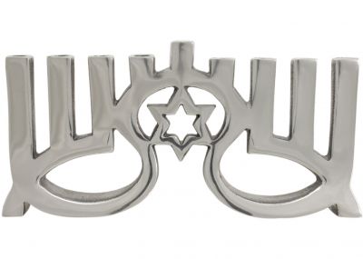 Pewter Chanukah Menorah - Magen David