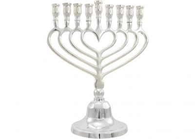 Silver Plated Heart Shaped Hanukkah Menorah