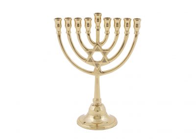A lovely Hanukkah Menorah formed of an exquisite bronze