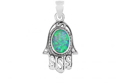 Sterling silver hamsa pendant with Turquoise