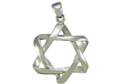 Silver Star of David Pendant with Opal Stone