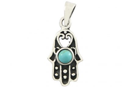 Silver 925 Hamsa Pendant Set With Opal