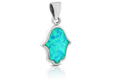 Silver 925 Hamsa Pendant Set With Opal