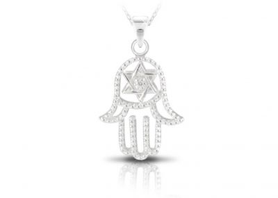 Opal Hamsa Hand Pendant with Sterling Silver 