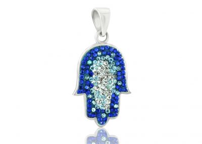 Impressive Silver 925 Hamsa Pendant Microsetting Set With Cz 