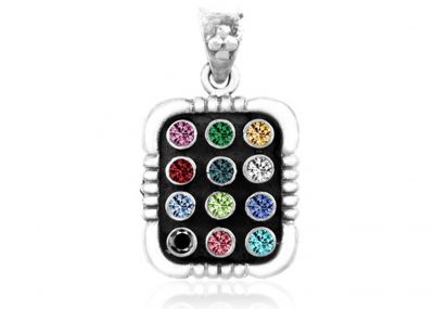 Silver 925 Hoshen Pendant Set With Cz