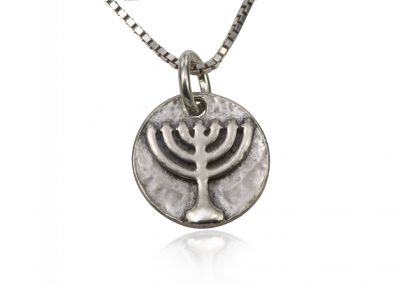 925 Sterling Silver Religious Pendant - Menorah 