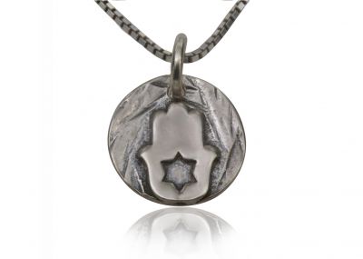 925 Sterling Silver Religious Pendant  - Hamsa & Star of David