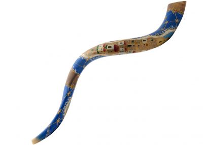 Artistic Yemenite Shofar with the theme of Old City of Jerusalem