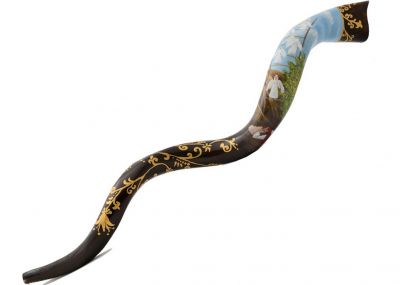 Jacob’s Ladder Painted Jumbo Yemenite Shofar  - "Sulam Yaakov"