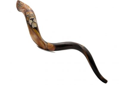 Artistic Yemenite Kudu Shofar By Sarit Romano - Lion of Judah