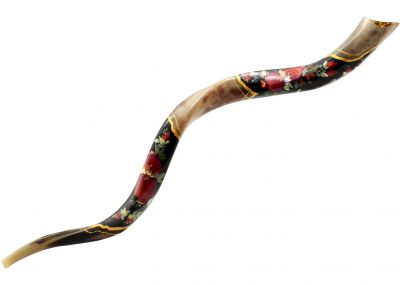 Artistic Yemenite Kudu Shofar By Sarit Romano - Pomegranate  