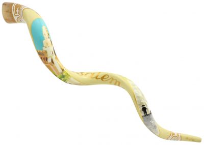 Stunning Kudu Shofar with Tower of David By Sarit Romano