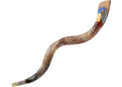 Painted Shofar with Moses Descending from Mount Sinai