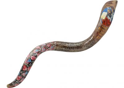 Shofar with Moses Descending from Mount Sinai By Sarit Romano 