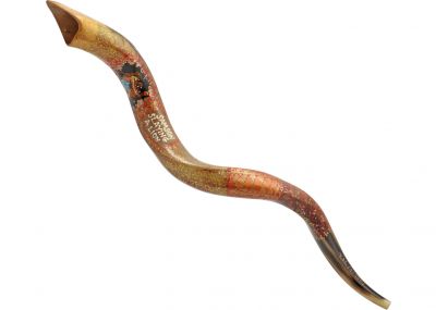 Artistic Yemenite Shofar By Sarit Romano with Samson Slaying Lion