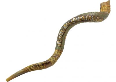 Artistic Yemenite Kudu Shofar By Sarit Romano 