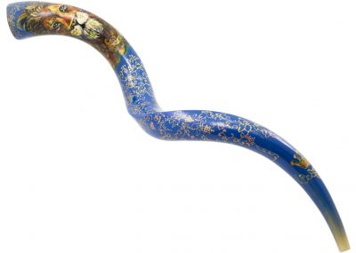 Artistic Yemenite Kudu Shofar By Sarit - Spring Flowers