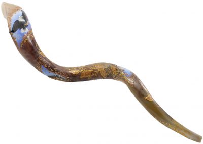 Hand Painted 'Holy Temple' Huge Yemenite Shofar 