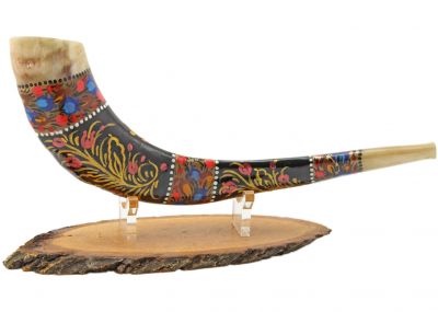 Painted Ram's Shofar Features The Old City of Jerusalem