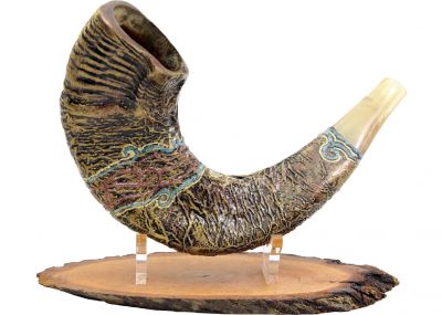 Special Design Ram's Horn Shofar By Artist Sarit Romano 