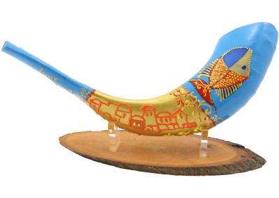 Gorgeous Hand-Painted Shofar With Pomegranate 