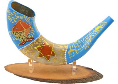 Decorated Shofar Jerusalem And Magen David 