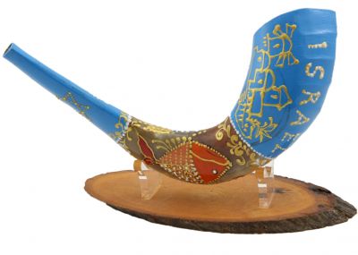 Impressive Painted Jerusalem Shofar