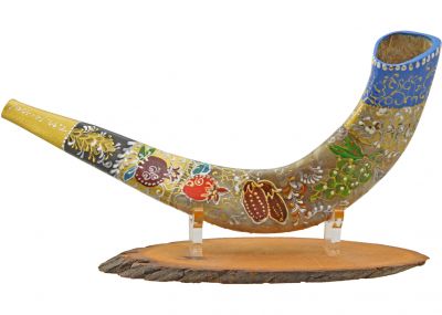 Hand Painted Jerusalem And Menorah With Israel Shofar