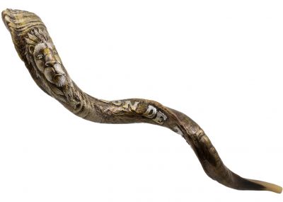 Engraved Yemenite Kudu Shofar -  The Lion of Judah