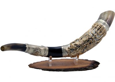 Yemenite Kudu Shofar painted with "The Rebbe"  Menachem Mendel Schneerson 