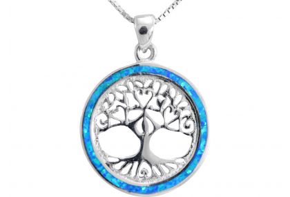 Silver Star of David and Opal Pendant 