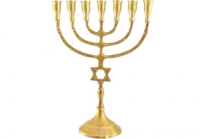 Classic Brass Seven Branch Menorah made of solid brass