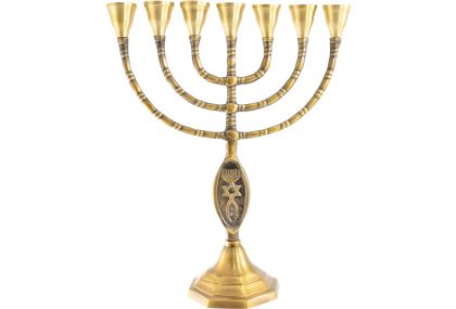 Seven Branch Menorah Magen David Design For Sale Now 