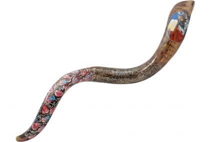 Shofar with Moses Descending from Mount Sinai By Sarit Romano 