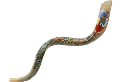 Detailed Shofar with Moses Descending Mount Sinai