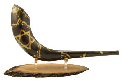 Ram's Shofar Hand-Painted - Star of David