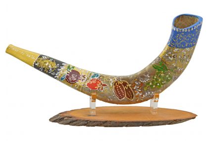 Hand Painted Jerusalem And Menorah With Israel Shofar