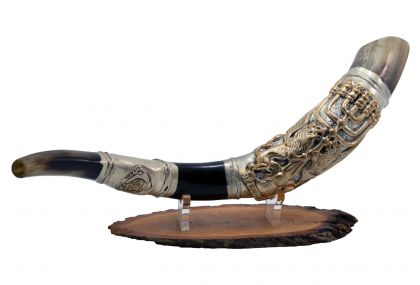 Yemenite Kudu Shofar painted with "The Rebbe"  Menachem Mendel Schneerson 