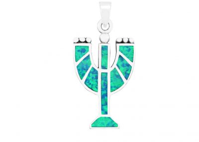 Silver 925 Star Of Devid pendant set with Opal