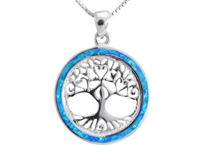 Silver Star of David and Opal Pendant