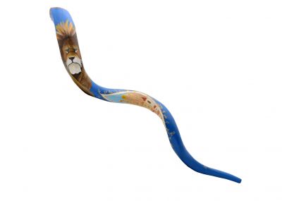 Artistic Yemenite Kudu Shofar By Sarit Romano "Lion of Judah"
