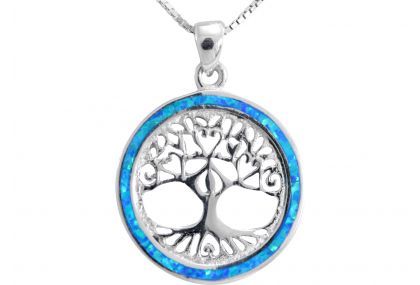 Silver Star of David and Opal Pendant