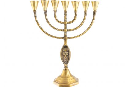 Seven Branch Menorah Magen David Design For Sale Now