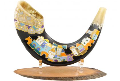 City Of Jerusalem Purple Decorated Shofar